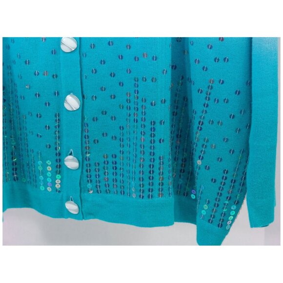 NWOT Carol Patterson Knits 2X Embellished Sweater Ombre Linen Cotton Cardigan - Picture 5 of 6